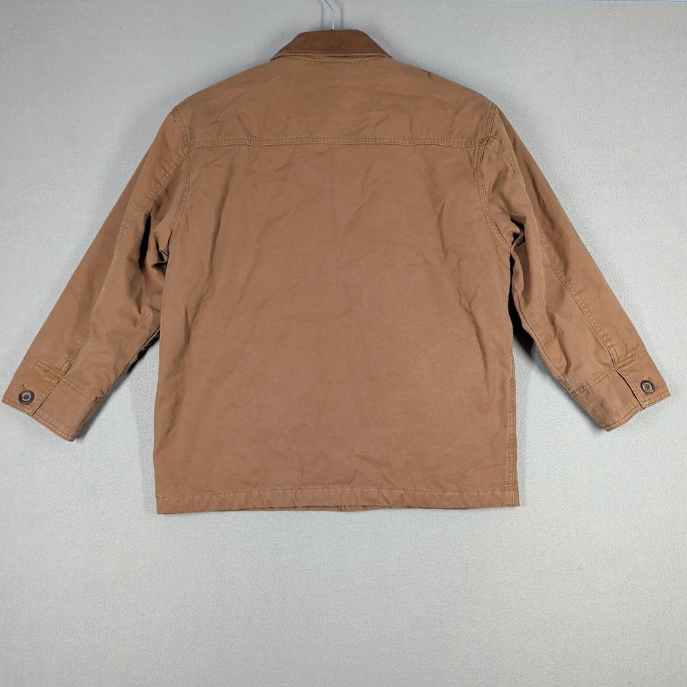 Gap Jacket Mens XL Brown Cotton Canvas Barn‎ Leather Collar Quilted Lining - Picture 2 of 13